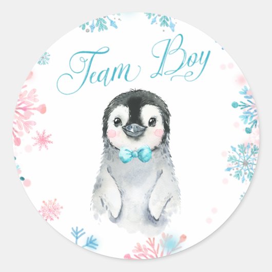 Team Boy Penguin Winter Gender onthullen sticker (Voorkant)
