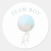 Team Boy Pink Balloon Minimalist Genderonthulling Ronde Sticker (Voorkant)