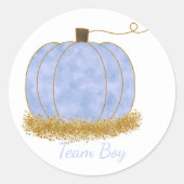 Team Boy Pompoen Geslacht Onthullen Partij Stemmin Ronde Sticker (Voorkant)