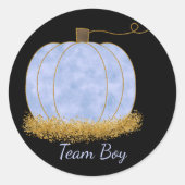 Team Boy Pompoen Geslacht Onthullen Partij Stemmin Ronde Sticker (Voorkant)