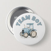 Team Boy Schattige Blauw Boerderij Tractor Geslach Ronde Button 7,6 Cm (Voorkant /achterkant)