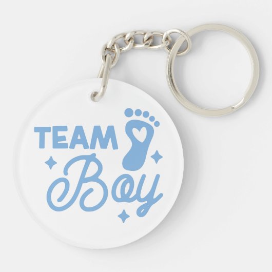 Team Boy Schattige Boy Baby shower Acryl Sleutelha Sleutelhanger (Achterkant)