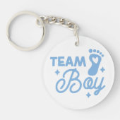 Team Boy Schattige Boy Baby shower Acryl Sleutelha Sleutelhanger (Voorkant)