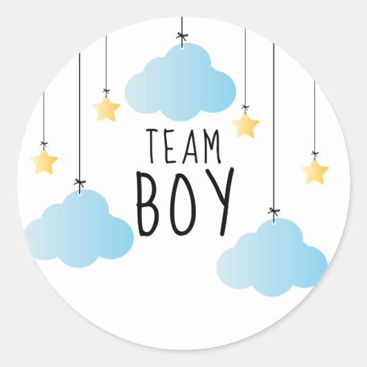 Team Boy Stars Blauwe Wolken Geslacht Onthullen St Ronde Sticker (Voorkant)