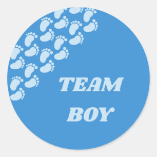 Team Boy Team Girl Voetafdruk Ontwerp voor Geslach Ronde Sticker