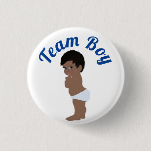 "Team Boy" tele etnische Baby onthullen Ronde Button 3,2 Cm