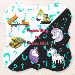 Team Boy vs Team Girl Heavy Equipment vs Unicorns Kartonnen Onderzetters