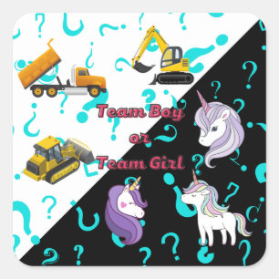Team Boy vs Team Girl Heavy Equipment vs Unicorns Vierkante Sticker