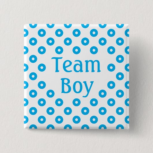 "Team Boy" White Polka Dot Geslachtsvoorspelling Vierkante Button 5,1 Cm (Voorkant)