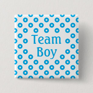 "Team Boy" White Polka Dot Geslachtsvoorspelling Vierkante Button 5,1 Cm