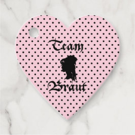 Team Braut Text mit Punkte rosa Bedankjes Labels