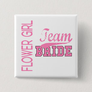 Team Bride 1 BLOEMENMEISJE Vierkante Button 5,1 Cm