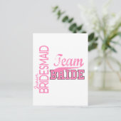 Team Bride 1 JUNIOR JR BRIDESMAID Briefkaart (Staand voorkant)