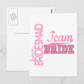 Team Bride 1 JUNIOR JR BRIDESMAID Briefkaart (Voorkant / Achterkant)