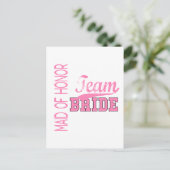 Team Bride 1 MAID VAN HONOR Briefkaart (Staand voorkant)
