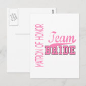 Team Bride 1 MATRON HONOR Briefkaart (Voorkant / Achterkant)