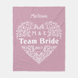 Team Bride aangepast monogrammen en jaar trouwdeke Fleece Deken