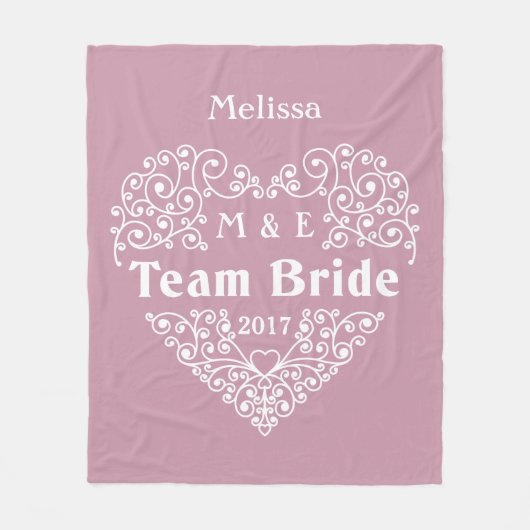 Team Bride aangepast monogrammen en jaar trouwdeke Fleece Deken (Voorkant)