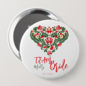 Team Bride Aangepast Script Hongaars Matyo Folk Ronde Button 4,0 Cm (Voorkant /achterkant)