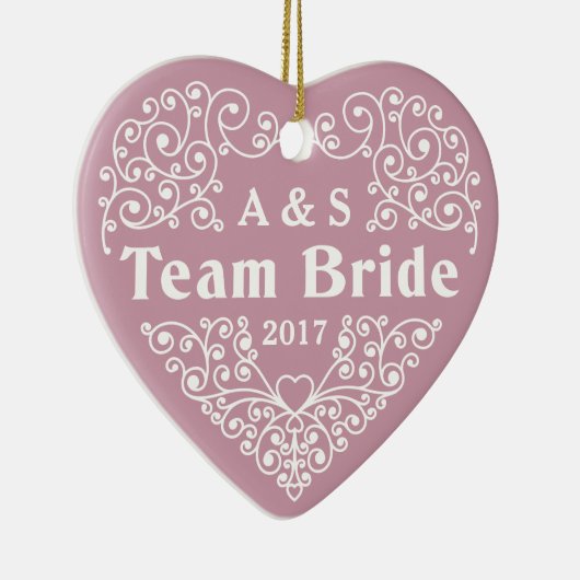 Team Bride aangepaste monogrammen & datum ornament (Rechts)