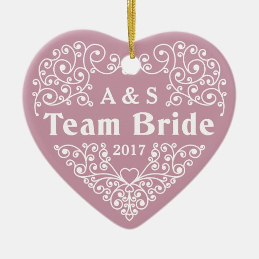 Team Bride aangepaste monogrammen & datum ornament (Voorkant)