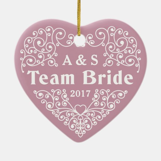 Team Bride aangepaste monogrammen & datum ornament (Achterkant)