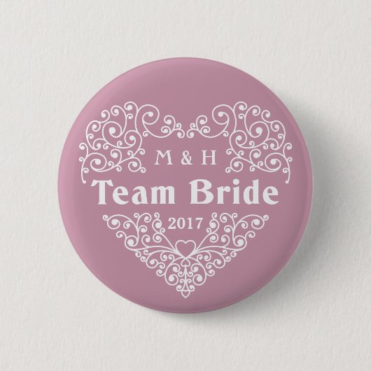 Team Bride aangepaste monogrammen & de trouwknopen Ronde Button 5,7 Cm (Voorkant)