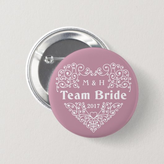 Team Bride aangepaste monogrammen & de trouwknopen Ronde Button 5,7 Cm (Voorkant /achterkant)