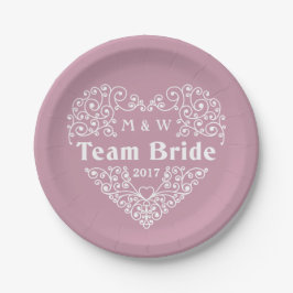 Team Bride aangepaste monogrammen en jaarpapier bo Papieren Bordje