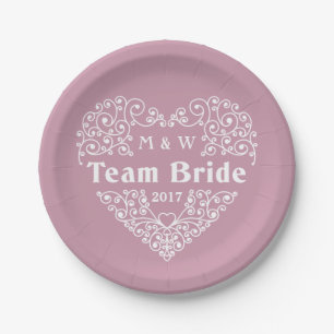 Team Bride aangepaste monogrammen en jaarpapier bo Papieren Bordje