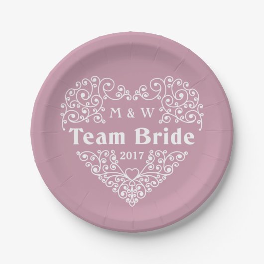 Team Bride aangepaste monogrammen en jaarpapier bo Papieren Bordje (Voorkant)