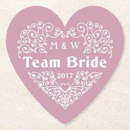 Team Bride aangepaste monogrammen en jaarpapier on Kartonnen Onderzetters