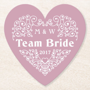 Team Bride aangepaste monogrammen en jaarpapier on Kartonnen Onderzetters