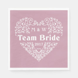 Team Bride aangepaste monogrammen en jaarpapier se Servet