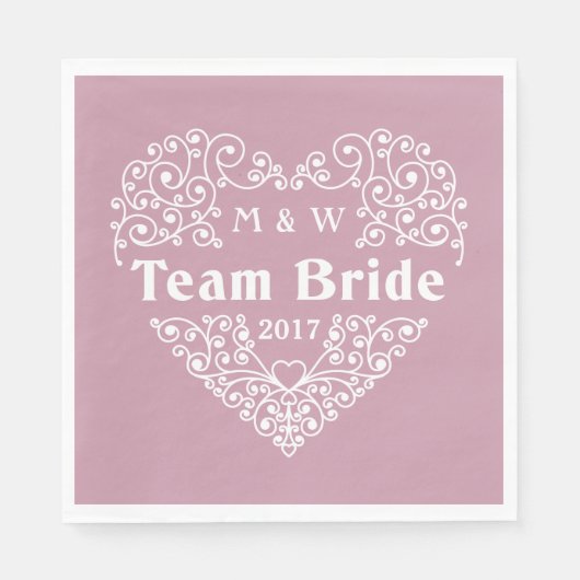 Team Bride aangepaste monogrammen en jaarpapier se Servet (Voorkant)
