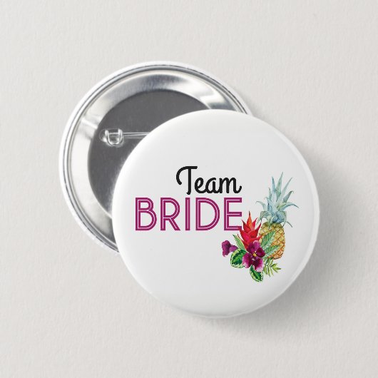 Team Bride Aloha Badges Bachelorette Pineapple Ronde Button 5,7 Cm (Voorkant /achterkant)