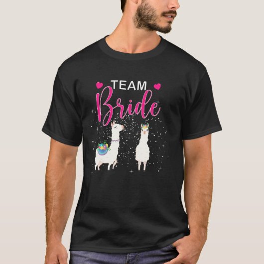 Team Bride Alpaca Llama Bachelorette Groom Gehuwd T-shirt (Voorkant)