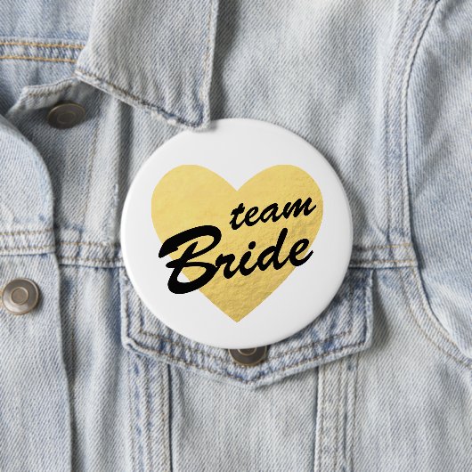 Team Bride Badge | goudhart Ronde Button 4,0 Cm (In situ)