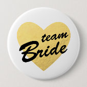 Team Bride Badge | goudhart Ronde Button 4,0 Cm (Voorkant)