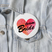 Team Bride Badge | waterverf hart Ronde Button 4,0 Cm (In situ)