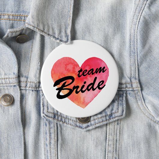 Team Bride Badge | waterverf hart Ronde Button 4,0 Cm (In situ)