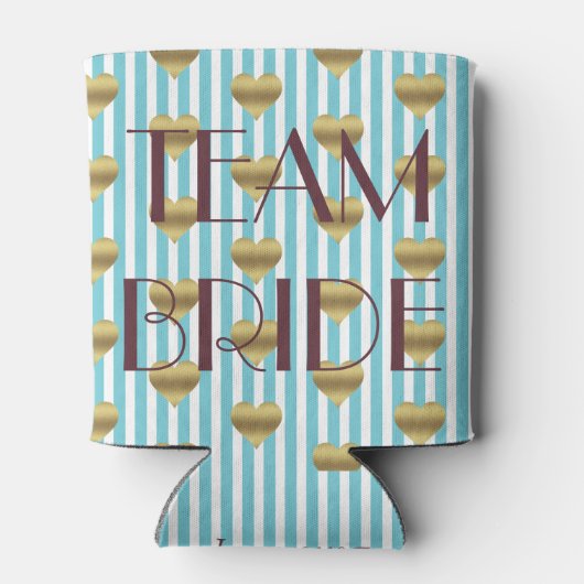 Team Bride Blauwgroen & Gold Bridal Party Bridesma Blikjeskoeler (Achterkant)