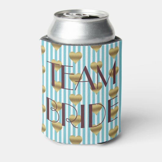 Team Bride Blauwgroen & Gold Bridal Party Bridesma Blikjeskoeler (Blikje Achterkant)