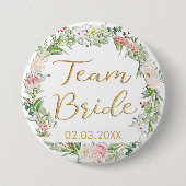 TEAM BRIDE! Blumen Kranz Button (Voorkant)