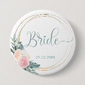 TEAM BRIDE! Blumen Kranz Button (Voorkant)