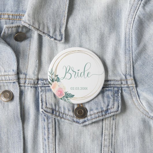 TEAM BRIDE! Blumen Kranz Button (In situ)