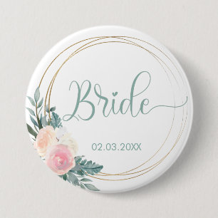 TEAM BRIDE! Blumen Kranz Button