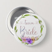Team Bride. Blumen Kranz Button (Voorkant /achterkant)