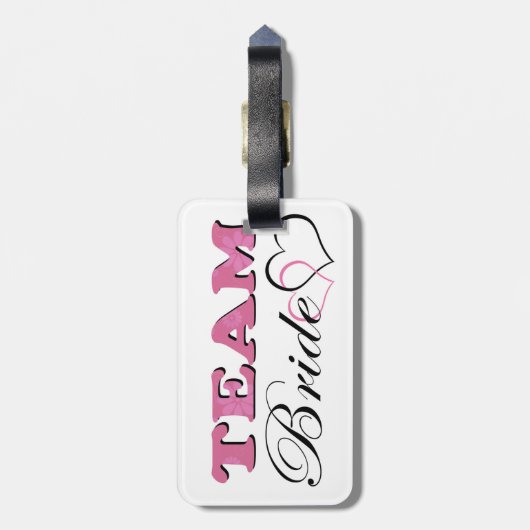 Team Bride - Bord Roze Bagagelabel (Achterkant verticaal)