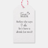 Team Bride Bottle Labels – Leuke vrijgezellenfeest Cadeaulabel (Achterkant)